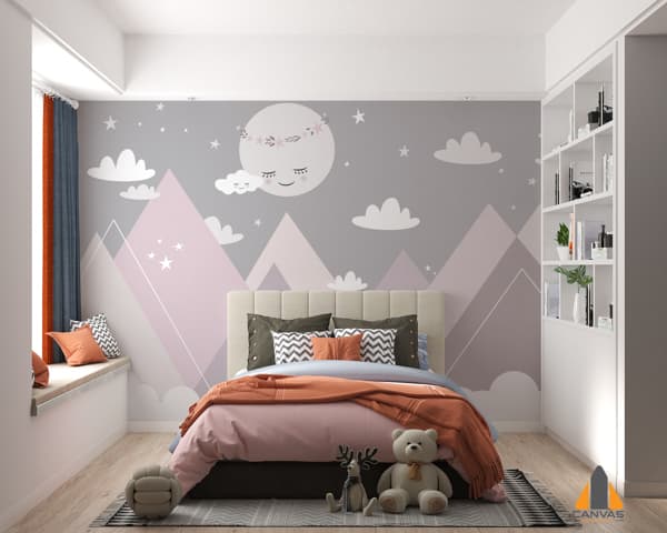 Dreamy Moon and Mountains