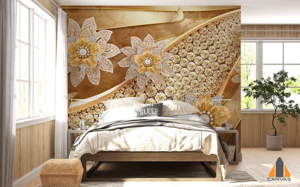 Golden Floral Wallpaper