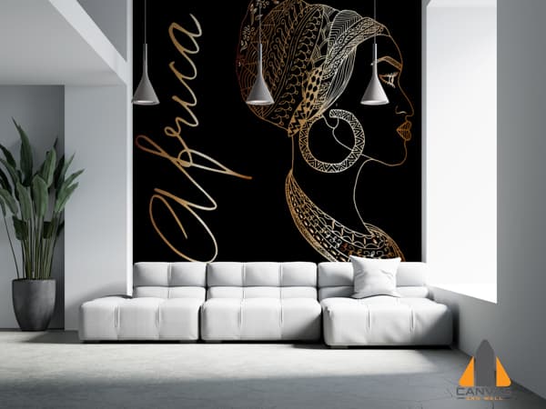 african woman sketched in gold