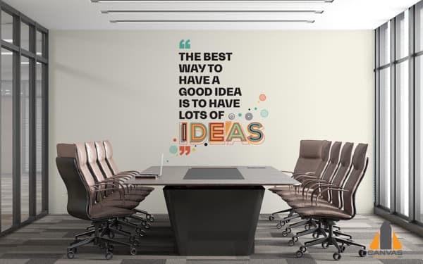 Motivational quote wall mural in a modern office boardroom. Wallpaper installations in Gauteng.