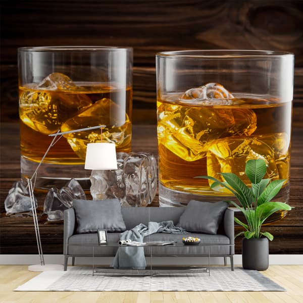 Two Glasses With Ice Whisky Wallpaper