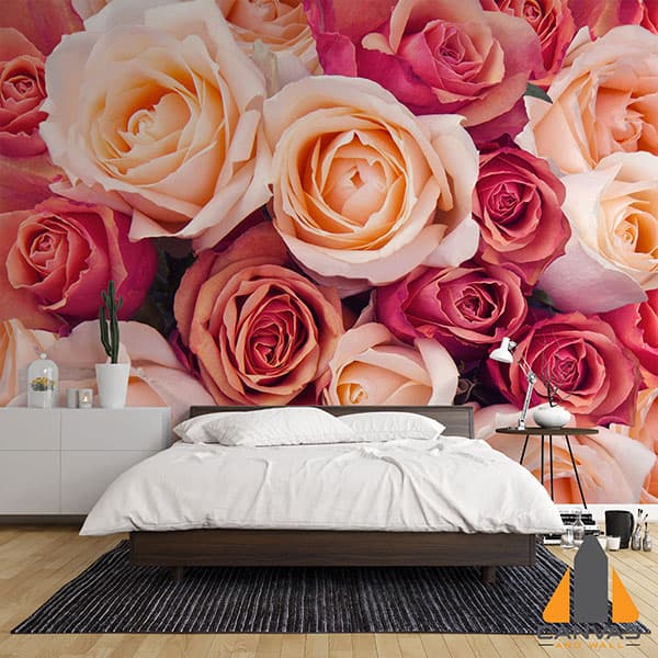 Pink and Peach Roses Wall