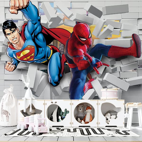 Spider Man and Super Man Wallpaper