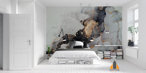 Blue Black and Gold Marble Wallpaper