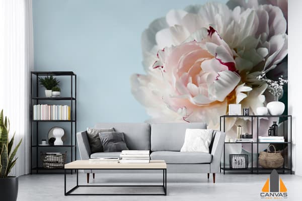 White And Peach Peony Wallpaper