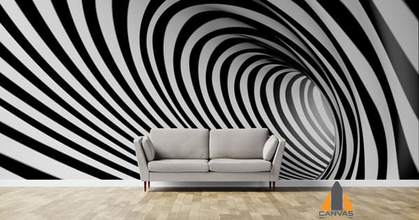 3D Spiral Black & White Wallpaper