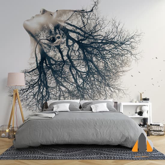 Brain Branches Double Exposure Wallpaper