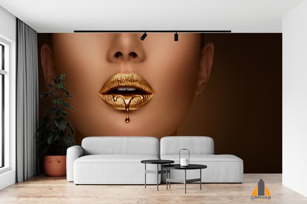 Caramel on Gold lips Wallpaper