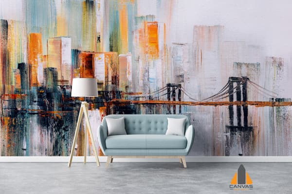 Oil Painting Brooklyn Bridge, New York Wallpaper