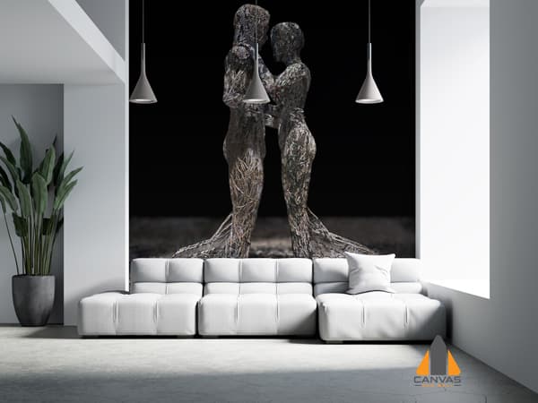 3D Wire Made Couple Wallpaper