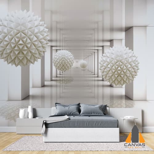 3d Tunnel filled with Flying Balls Wallpaper