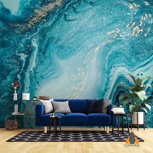 Blue and Gold Marble Wallpaper