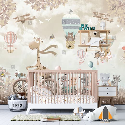 Giraffe on bicycle Kids Wallpaper