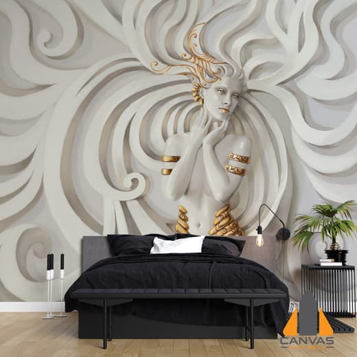 3D White Embossed Woman Art