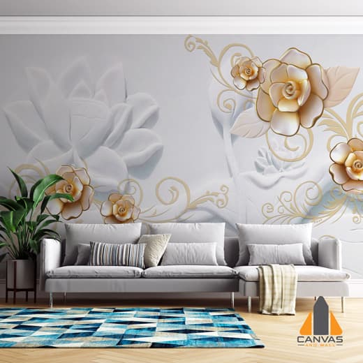 White Embossed Roses