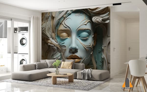 3D Rendered Lady Face Artwork