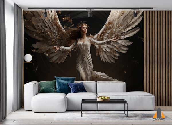 3D Woman With Wings Flying