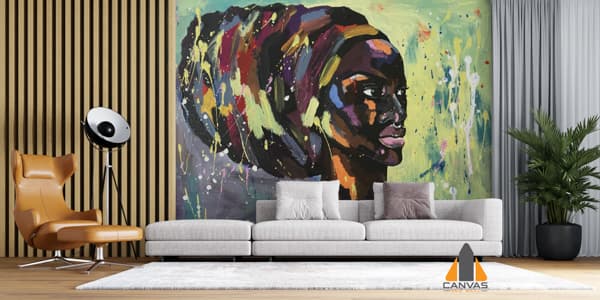 African woman in turban portrait pop art style picture