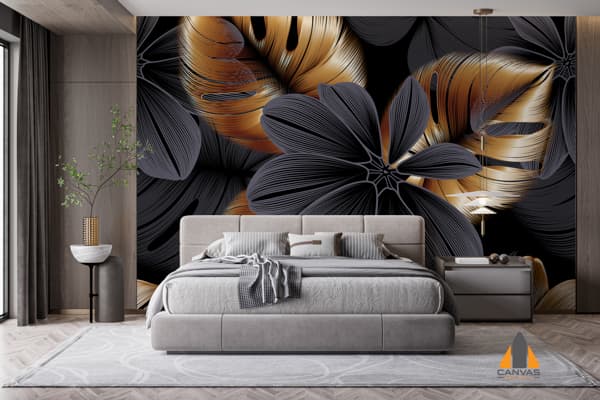 Black and Gold Floral