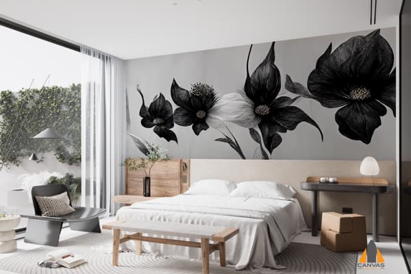 Black and White Floral Drawing