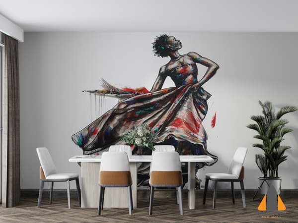 Dancing Figure painting with hints of red