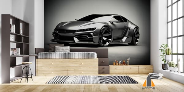 Digital Illustration of Black Sports Car