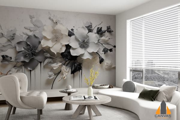 Monochrome flower dripping paint