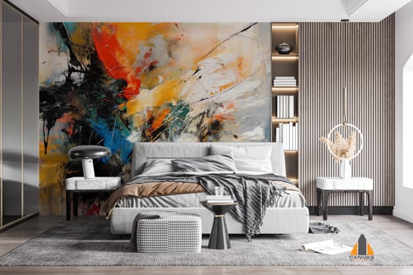Abstract Painting Colorful Painting With Black White Background Generative Ai