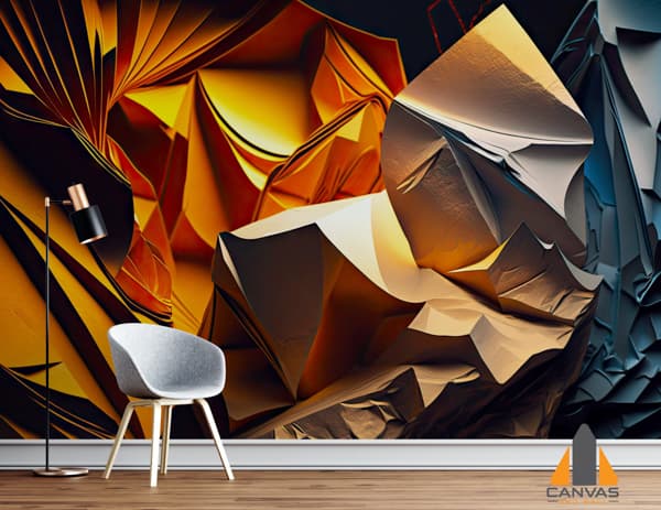 Abstract Wrinkled Composition From Glossy Art Paper Collage Created With Generative Ai