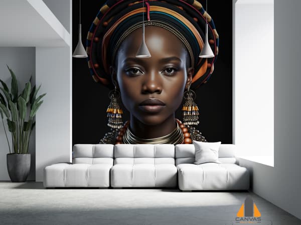 Beautiful Black Woman Wearing Traditional Attire Jewelry Studio Ai Generated