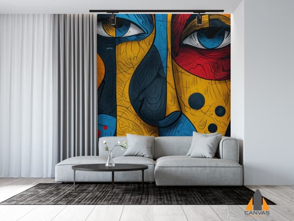 Colorful Abstract Face Doodle Background Hand Drawn Doodle Illustrations Colorful Cartoon Style