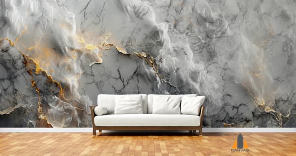 Detailed View Marble Wall Adorned With Gold Paint Showcasing Intricate Patterns Textures