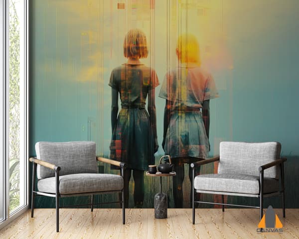 Digital Artwork Capturing Essence Lifelong Friendship Glitch Art Style