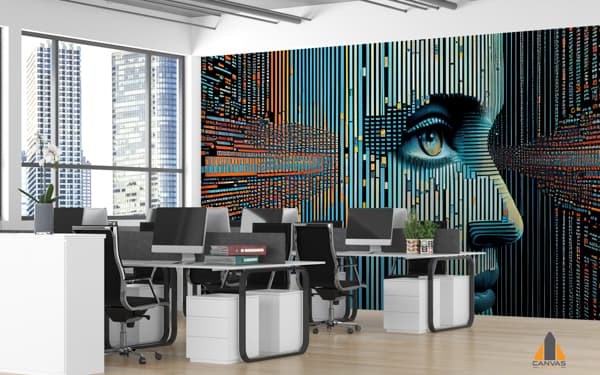 Futuristic Computer Graphic Glowing Human Face Generative Ai