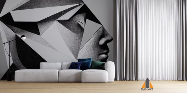 Geometry Soul Series Abstract Design Profile Lines Human Head Surrealism Monochrome Painting Black White Painting Rendered Computer Generated Image Ai