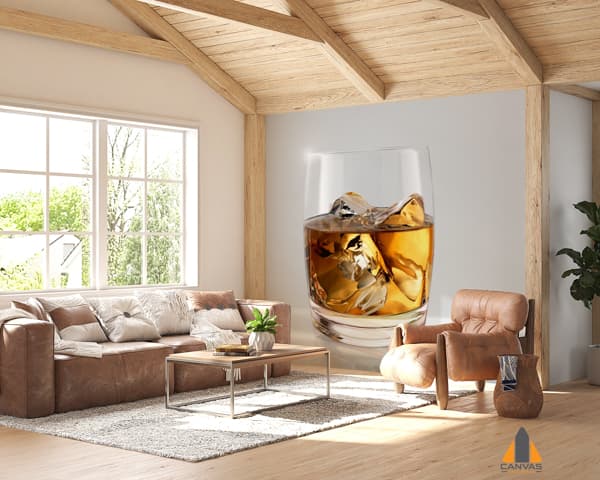 Glass Whiskey White Room Floor 3d Render