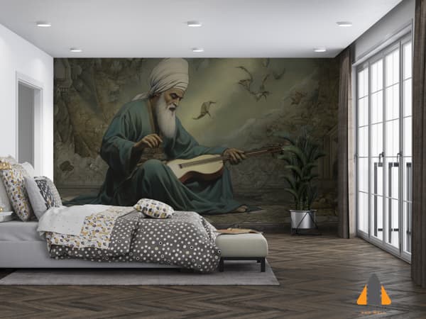 painting-man-playing-guitar-with-birds-flying-around-him