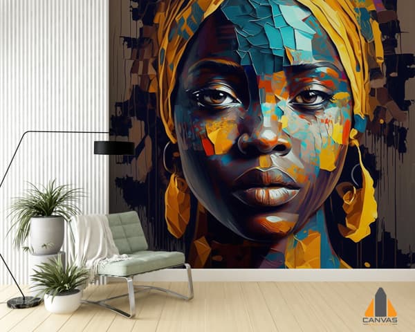 Painting Woman With Yellow Scarf Her Head