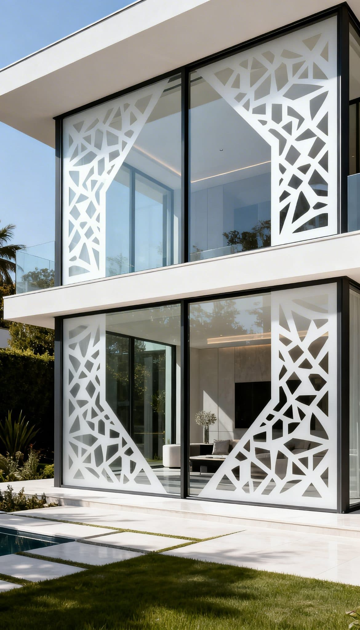 Modern building with abstract organic window frosting, great for wallpaper installations in Johannesburg.