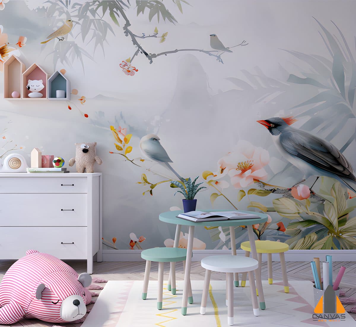 chinoiseries wallpaper sparrow bird