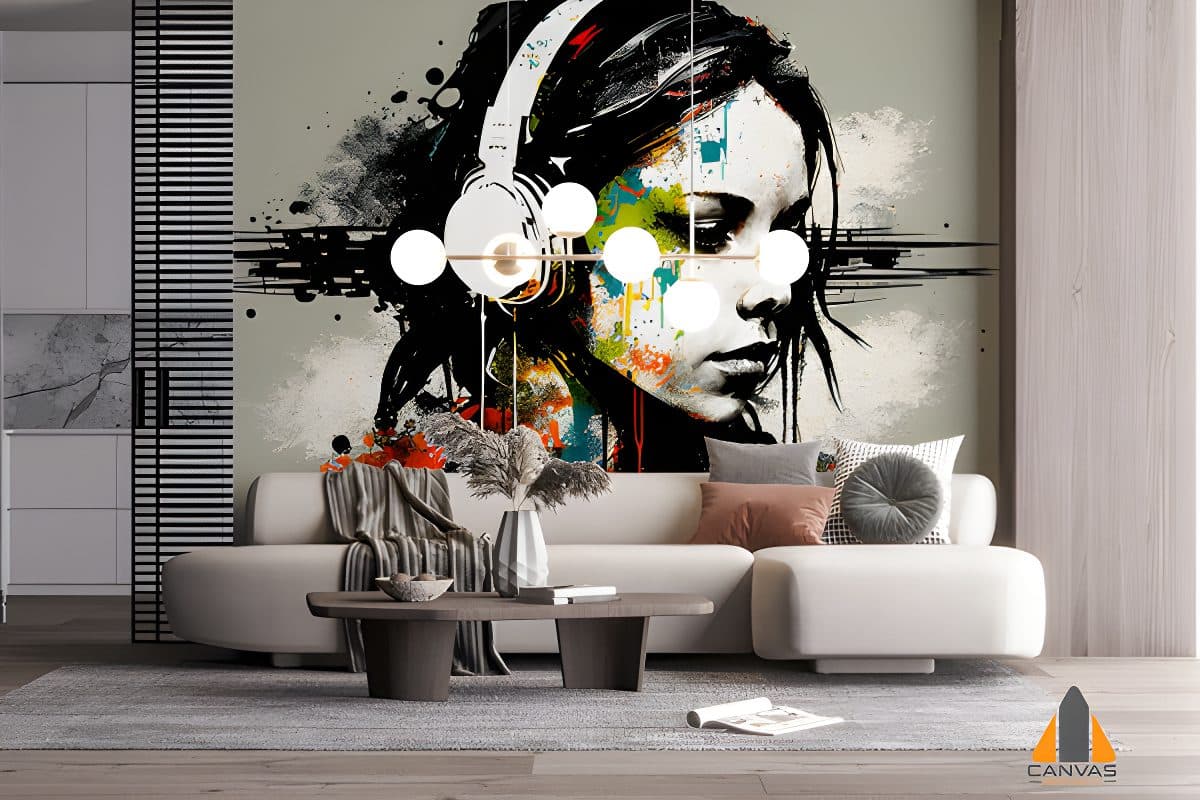 girl-listens-music-with-headphones-with-acrylic-paints-canvas-beautiful-interior-poster-stylish-painting-generative-ai