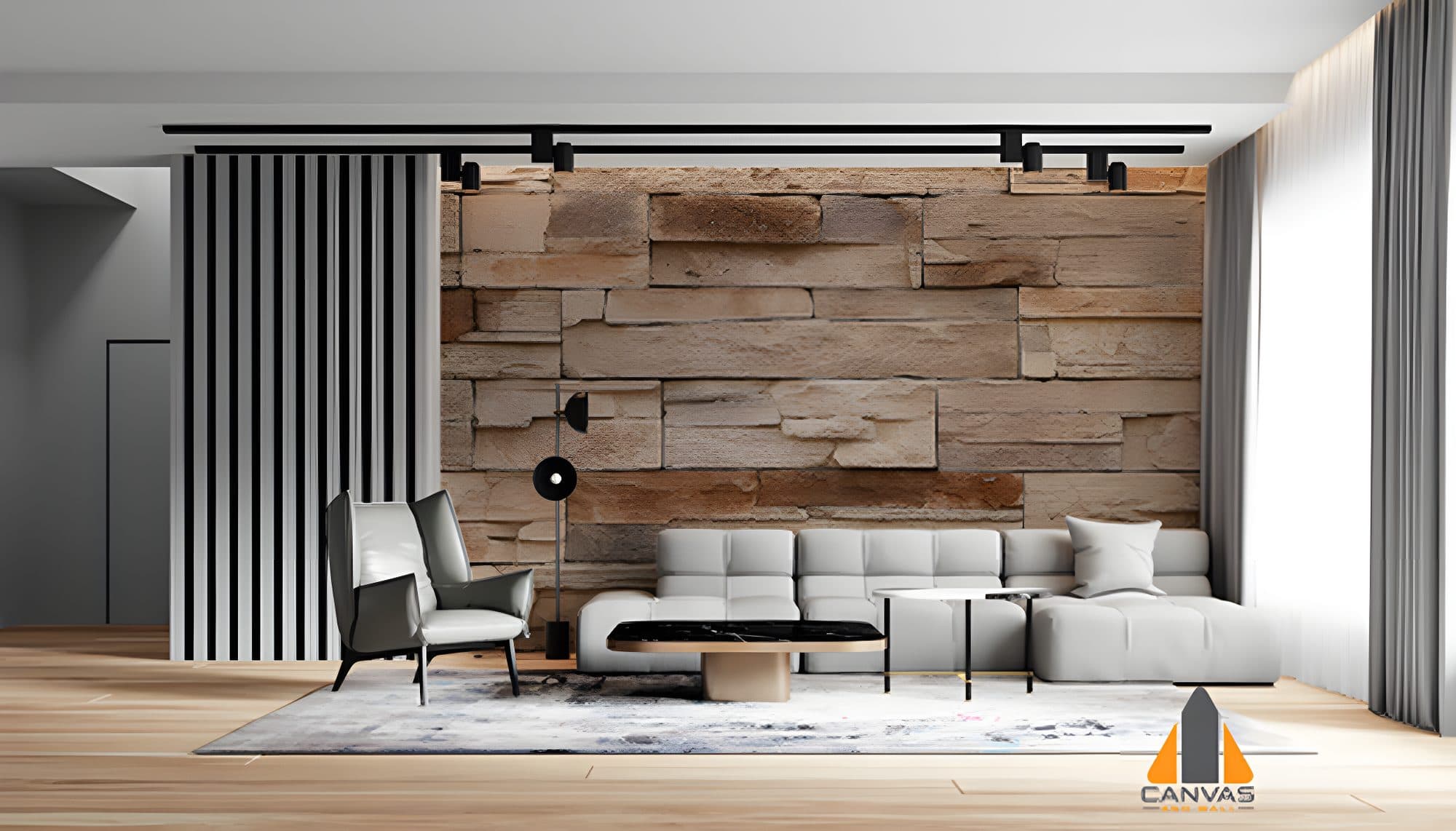 Brown Brick Wallpaper Print