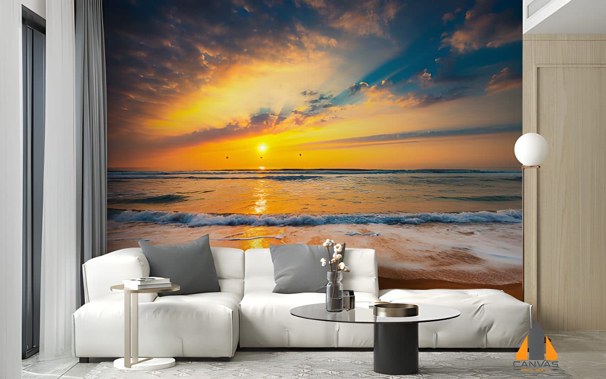 Beach Sunrise over the Tropical Sea Wallpaper
