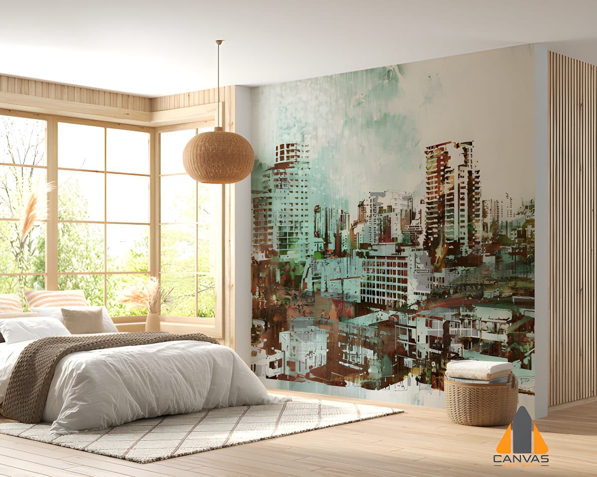 Cityscape with abstract textures