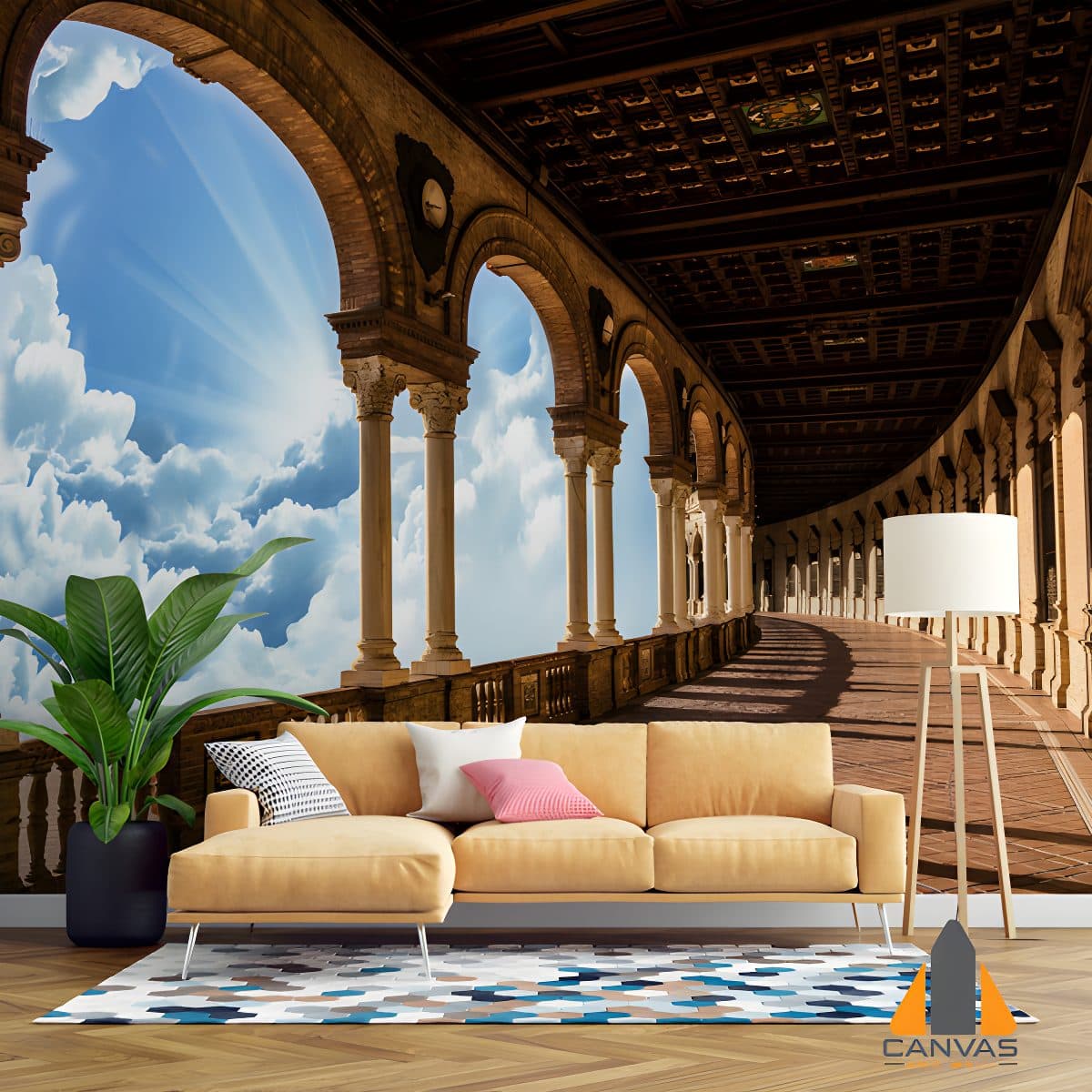 ancient building opening to sky for photomurals