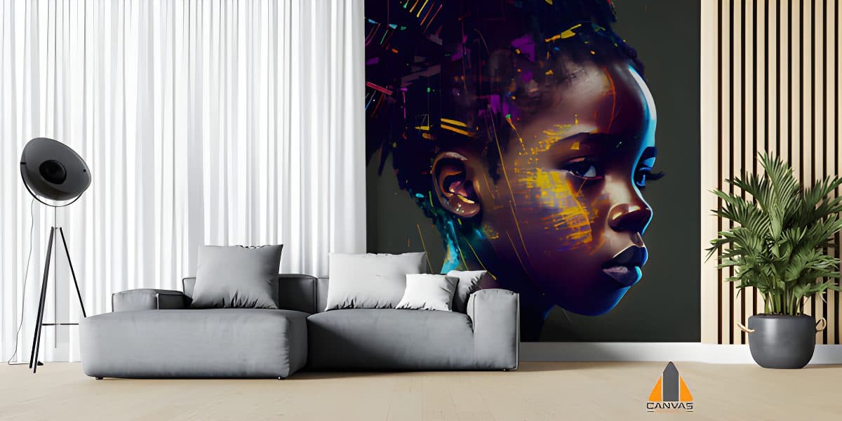 Abstract Potrait of Beautiful African Child with Glitch Effect