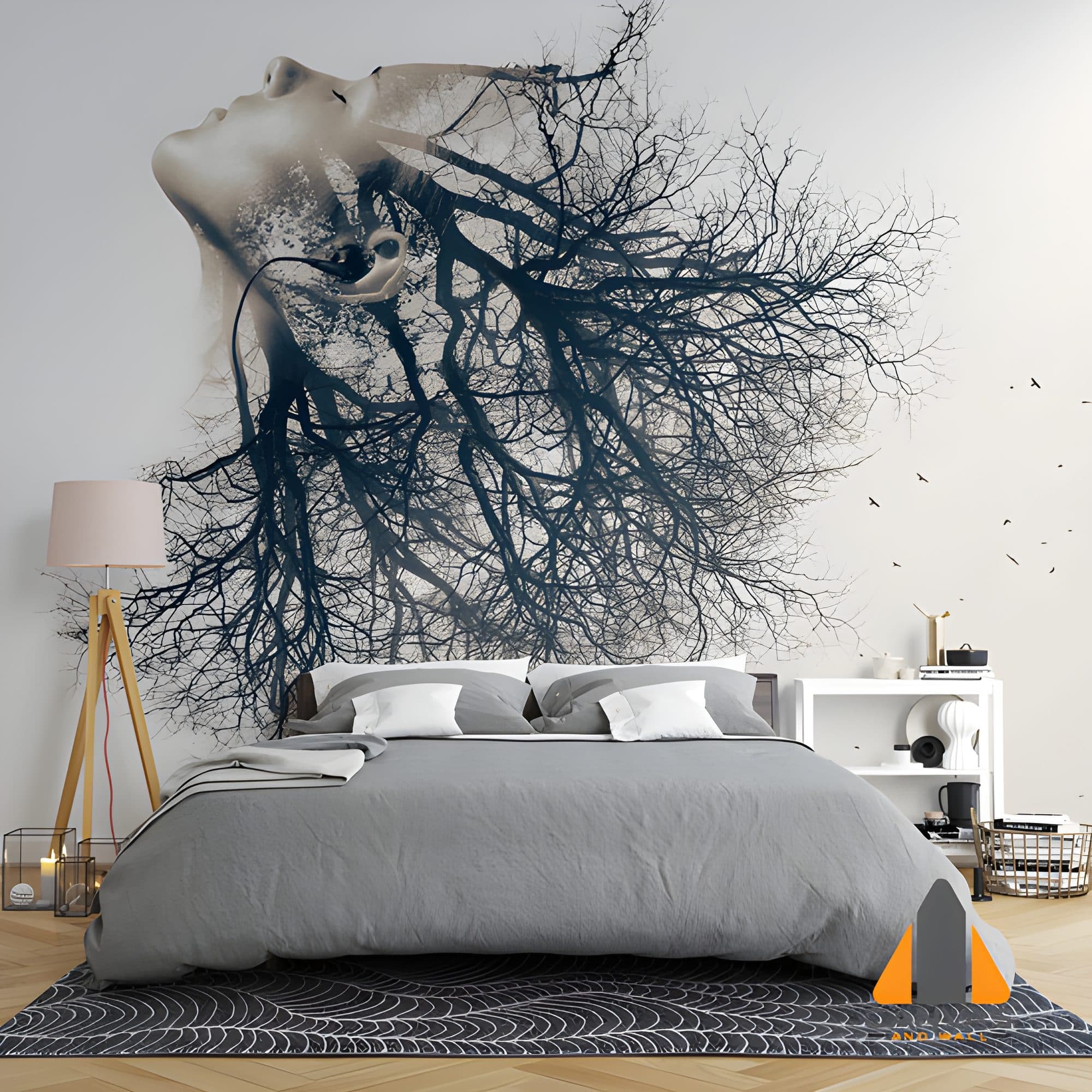 Brain Branches Double Exposure Wallpaper