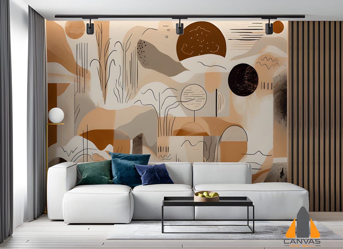 Botanical beige abstract art