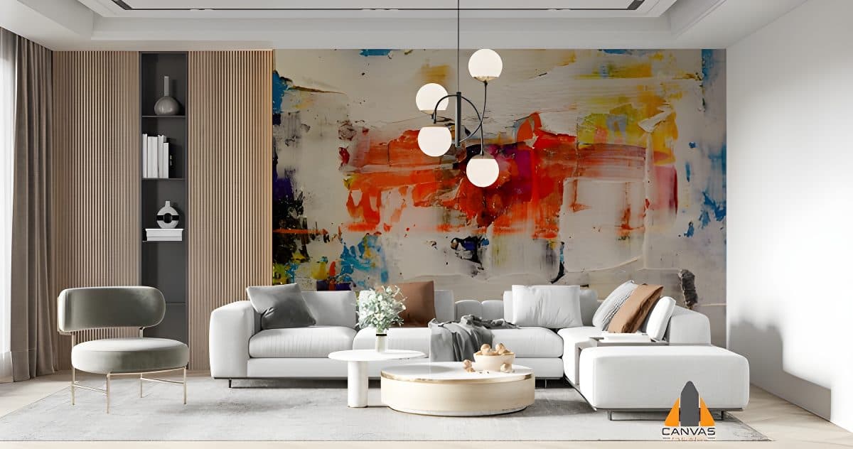 Steve Johnson Abstract wall mural in a modern living room, perfect for wallpaper installations in Gauteng.