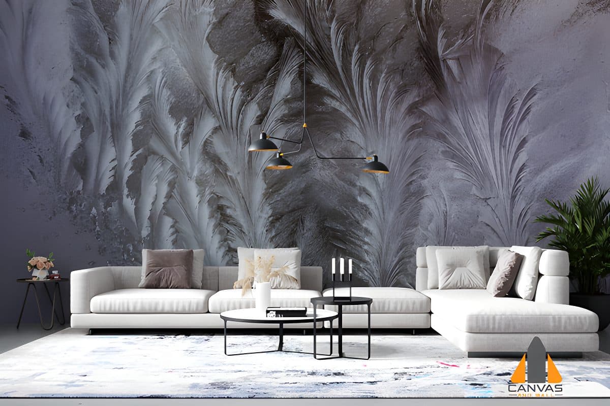 Black-Purple And White Feathers Wallpaper